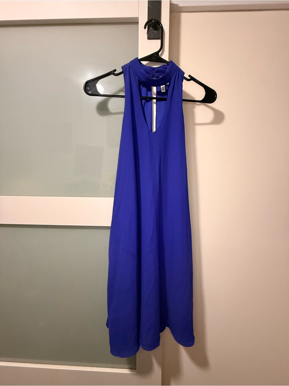 Sleeveless Royal Blue Halter Swing Dress